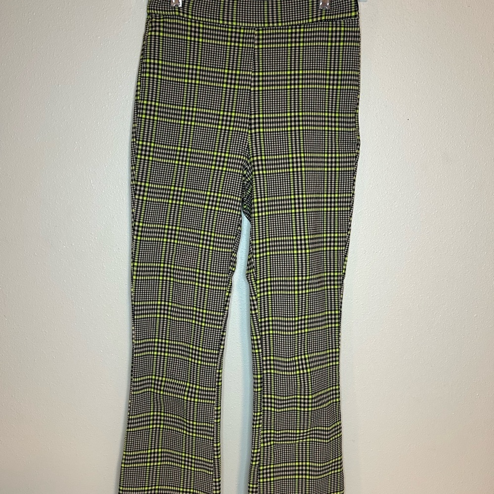 Urban Outfitters Green and Black Cropped Plaid Pants